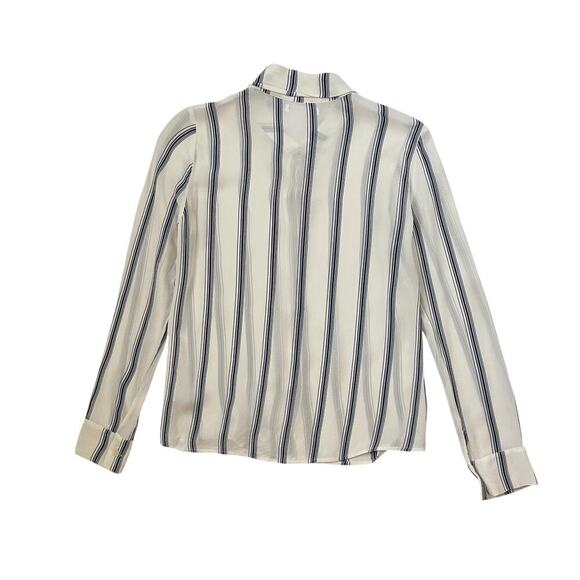 Reformation Violet Long Sleeve Striped Button Down Blouse - Blue + White - Sz L - Picture 4 of 7